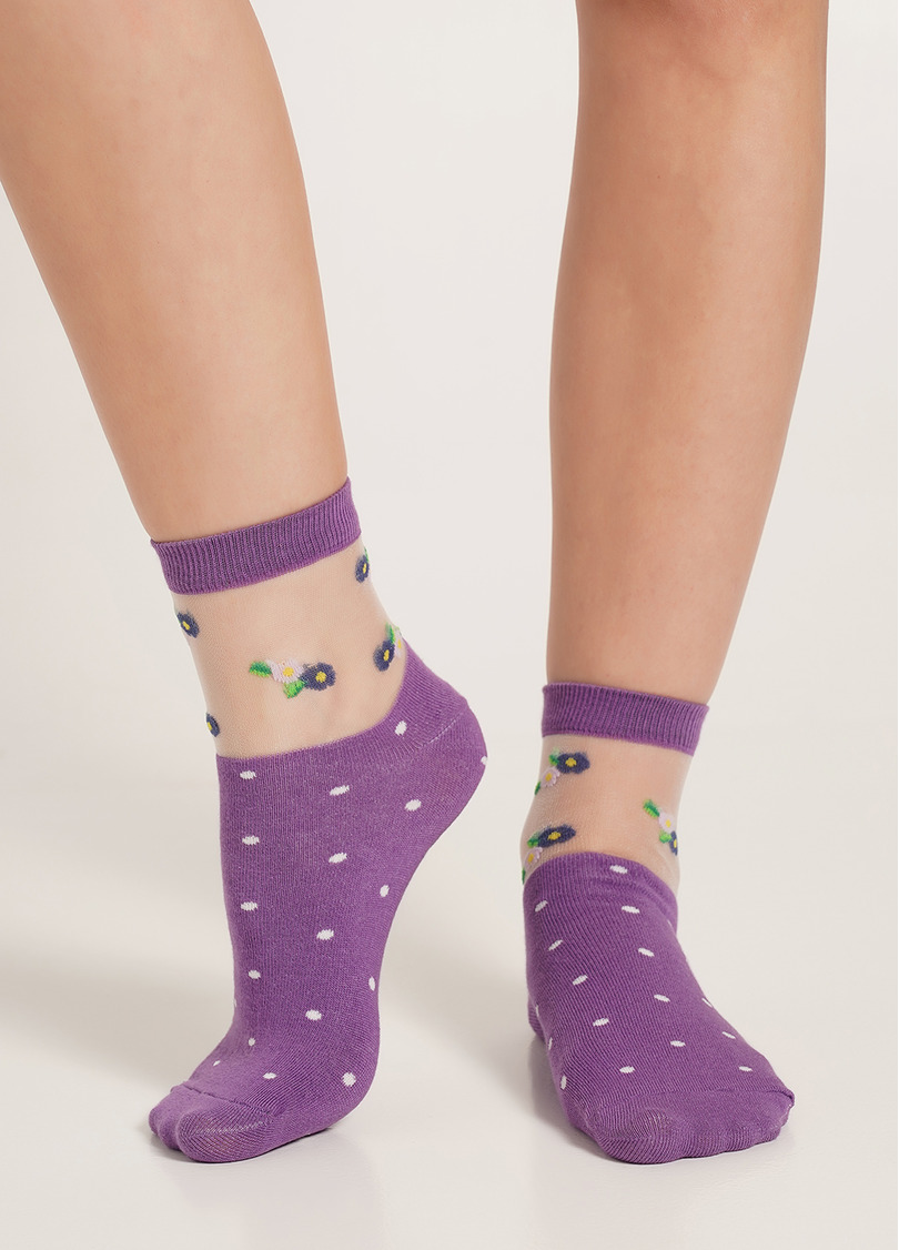 Носки в цветы WS2C/Mn-015 (WSM-015 calzino) lavander (фіолетовый)