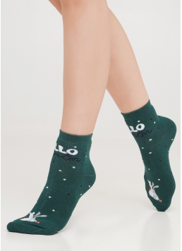 Махрові шкарпетки з кроликами WS2C/Te-002 dark green (зелений)