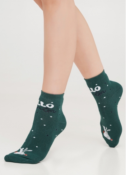 Махровые носки с кроликами WS2C/Te-002 dark green (зеленый)