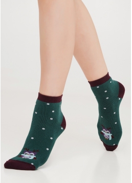 Шкарпетки махрові з малюнком сови WS2C/Te-003 dark green (зелений)