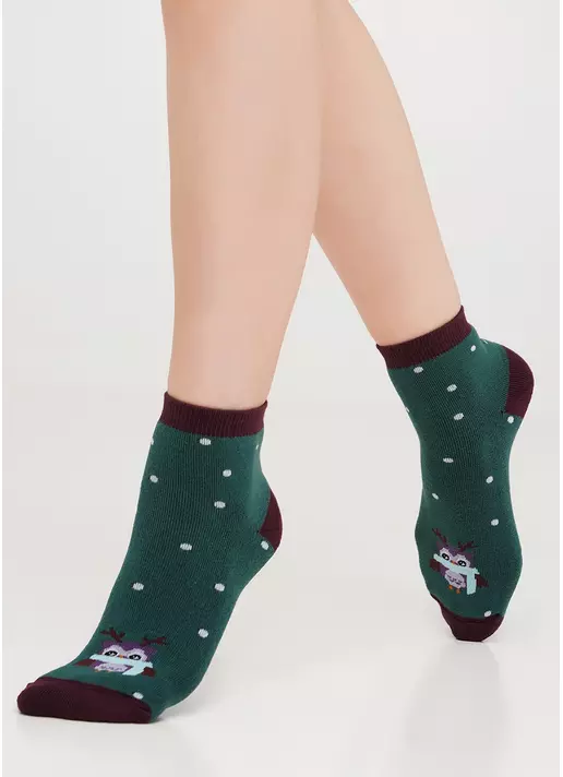 Носки махровые с рисунком совы WS2C/Te-003 dark green (зеленый)