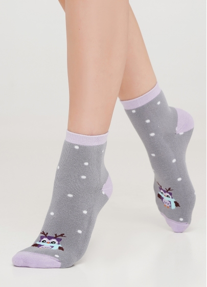 Шкарпетки махрові з малюнком сови WS2C/Te-003 silver (сірий)