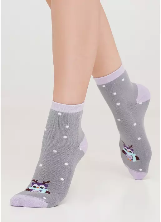 Носки махровые с рисунком совы WS2C/Te-003 silver (серый)