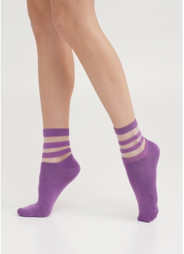Бавовняні шкарпетки з прозорими смугами WS2M/Mn-017 (WSM-017 calzino) lavander (фіолетовий)