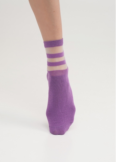 Хлопковые носки с прозрачными полосами WS2M/Mn-017 (WSM-017 calzino) lavander (фиолетовый)