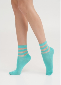 Бавовняні шкарпетки з прозорими смугами WS2M/Mn-017 (WSM-017 calzino) mint (зелений)