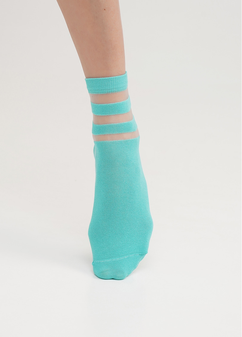 Хлопковые носки с прозрачными полосами WS2M/Mn-017 (WSM-017 calzino) mint (зеленый)