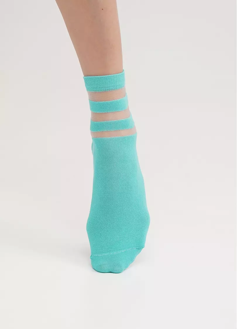Хлопковые носки с прозрачными полосами WS2M/Mn-017 (WSM-017 calzino) mint (зеленый)