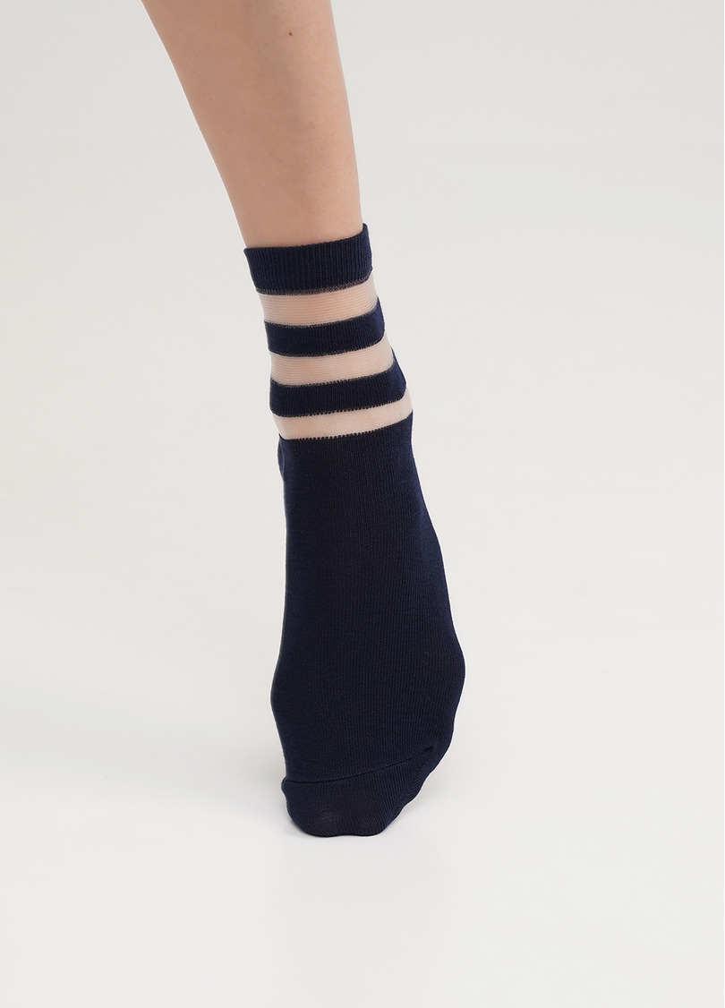 Хлопковые носки с прозрачными полосами WS2M/Mn-017 (WSM-017 calzino) navy (синий)