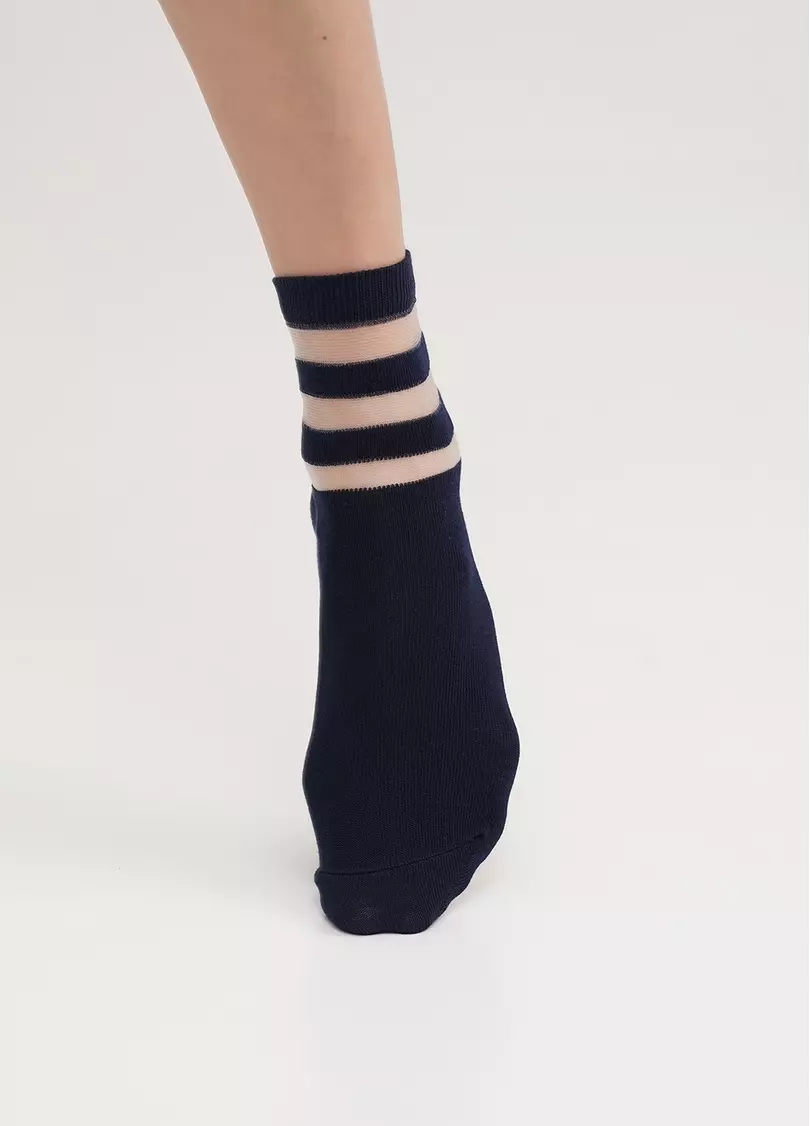 Хлопковые носки с прозрачными полосами WS2M/Mn-017 (WSM-017 calzino) navy (синий)