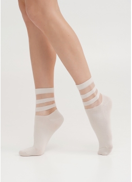 Хлопковые носки с прозрачными полосами WS2M/Mn-017 (WSM-017 calzino) panna (бежевый)