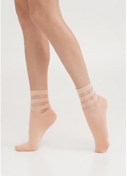 Хлопковые носки с прозрачными полосами WS2M/Mn-017 (WSM-017 calzino) powder (бежевый)
