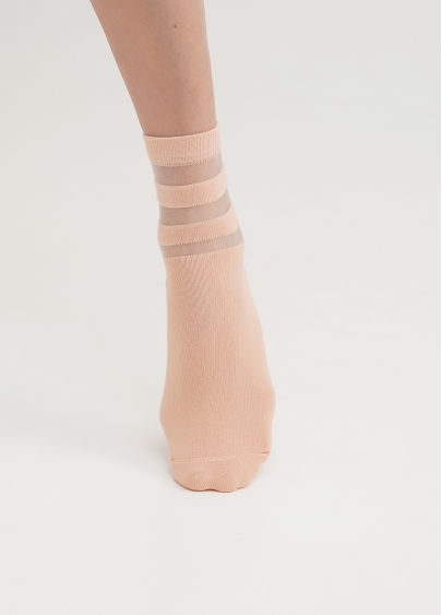 Хлопковые носки с прозрачными полосами WS2M/Mn-017 (WSM-017 calzino) powder (бежевый)