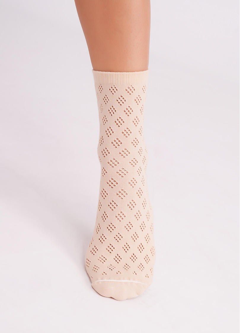 Высокие носки ажурные WS3 AIR 001 (V1) beige (бежевый)