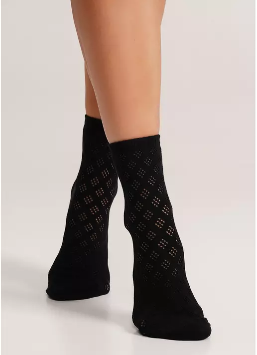 Высокие носки ажурные WS3 AIR 001 (V1) nero (черный)