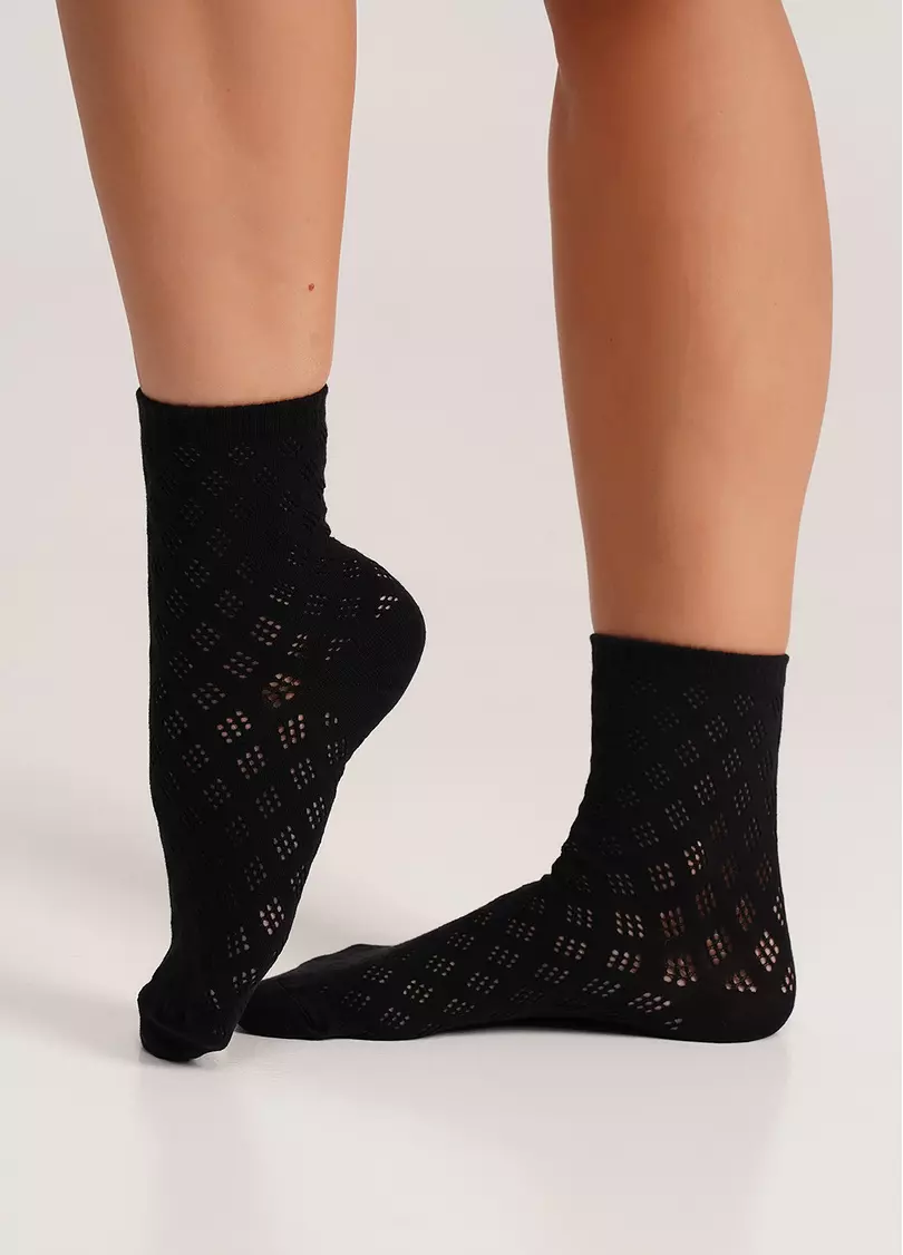 Высокие носки ажурные WS3 AIR 001 (V1) nero (черный)