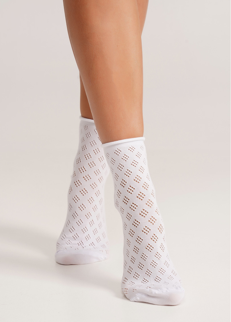 Високі шкарпетки ажурні без гумки WS3 AIR 001 (V2) bianco (білий)