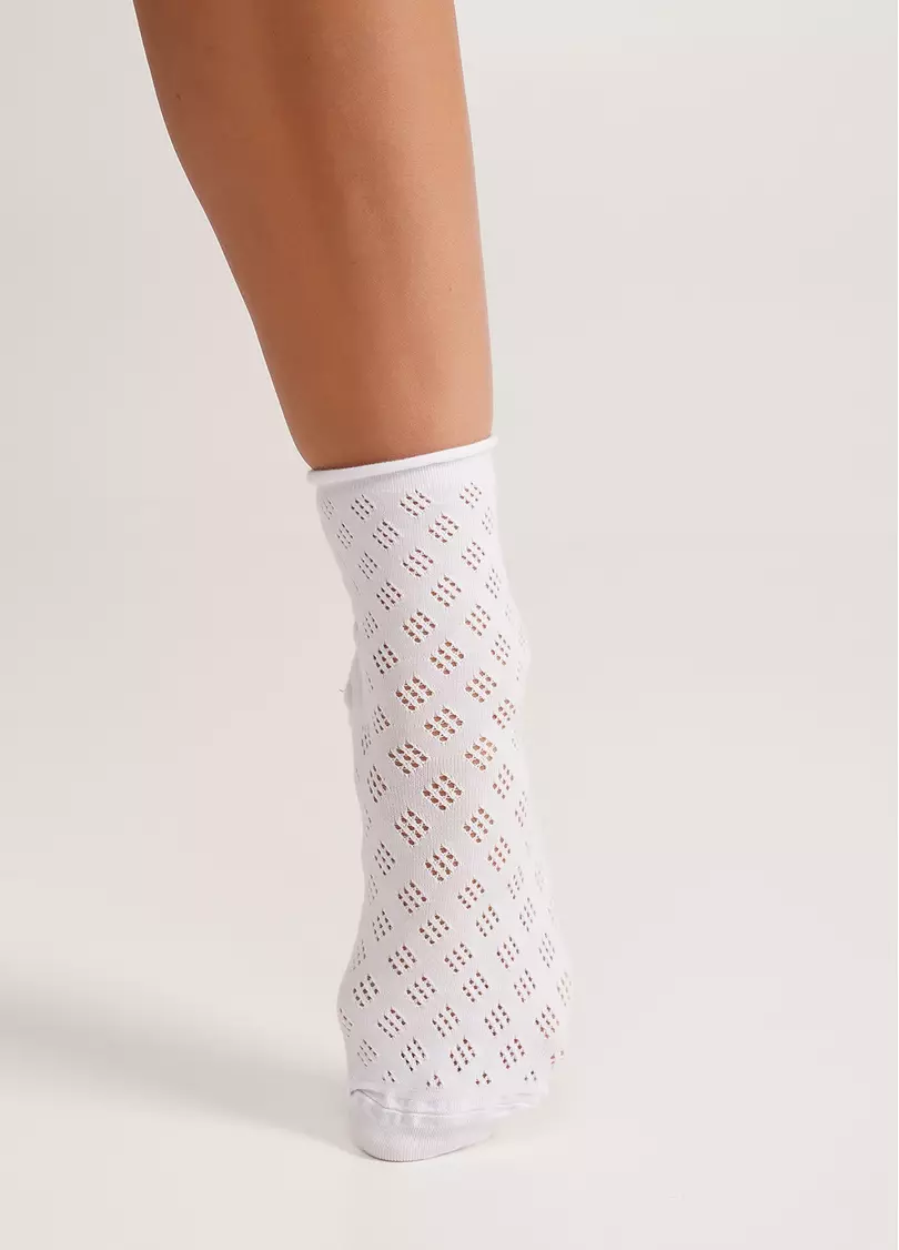 Високі шкарпетки ажурні без гумки WS3 AIR 001 (V2) bianco (білий)
