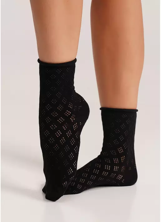 Високі шкарпетки ажурні без гумки WS3 AIR 001 (V2) nero (чорний)