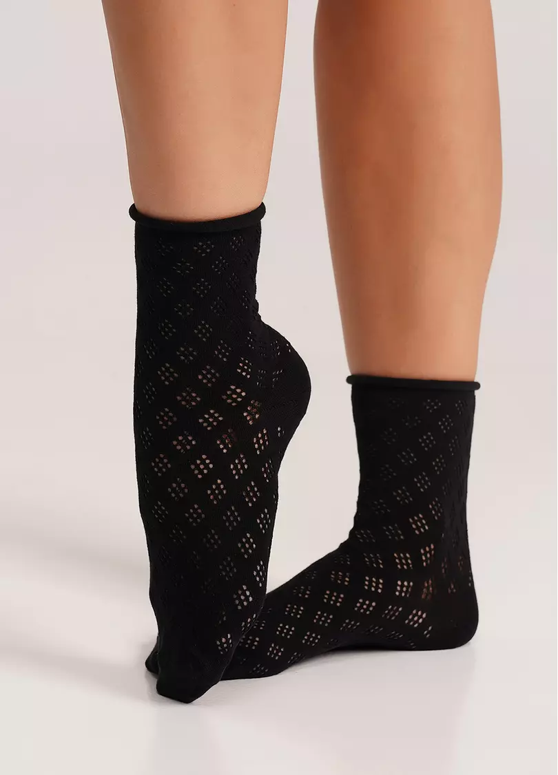 Високі шкарпетки ажурні без гумки WS3 AIR 001 (V2) nero (чорний)