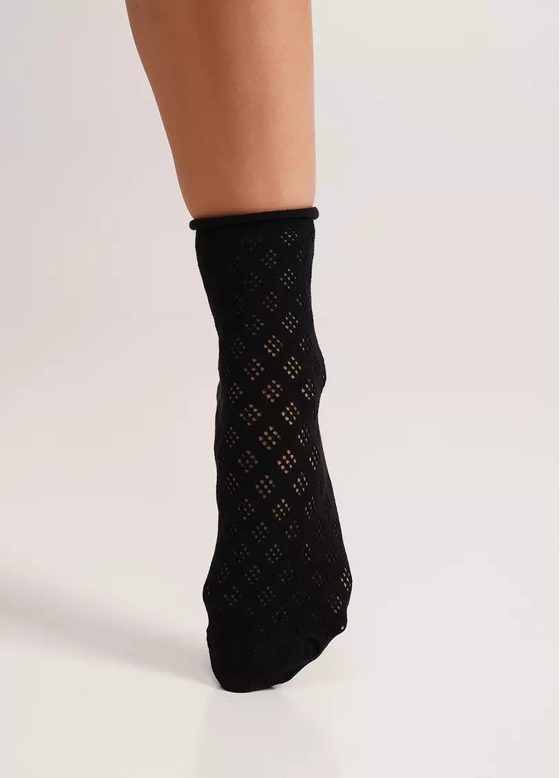 Високі шкарпетки ажурні без гумки WS3 AIR 001 (V2) nero (чорний)
