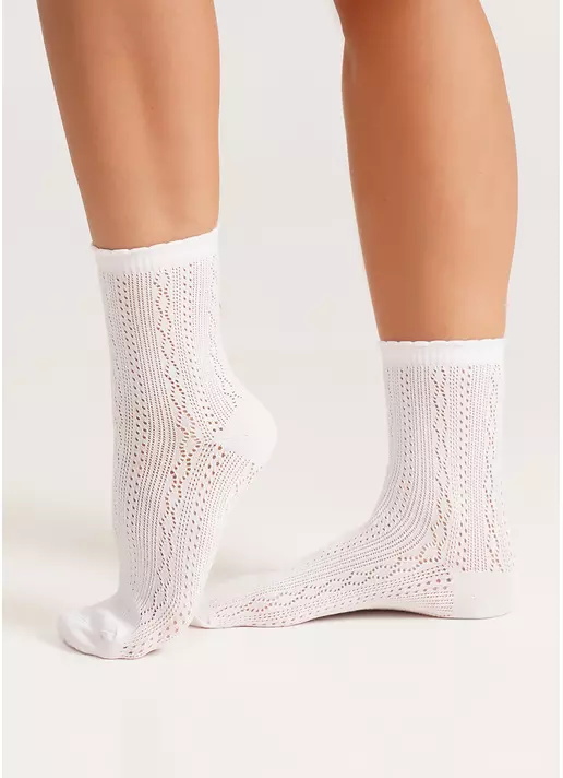 Шкарпетки високі ажурні WS3 AIR 002 bianco (білий)