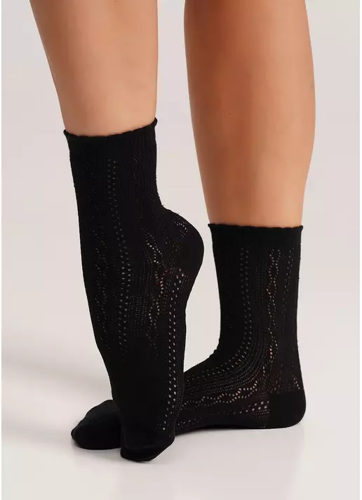 Носки высокие ажурные WS3 AIR 002 nero (черный)
