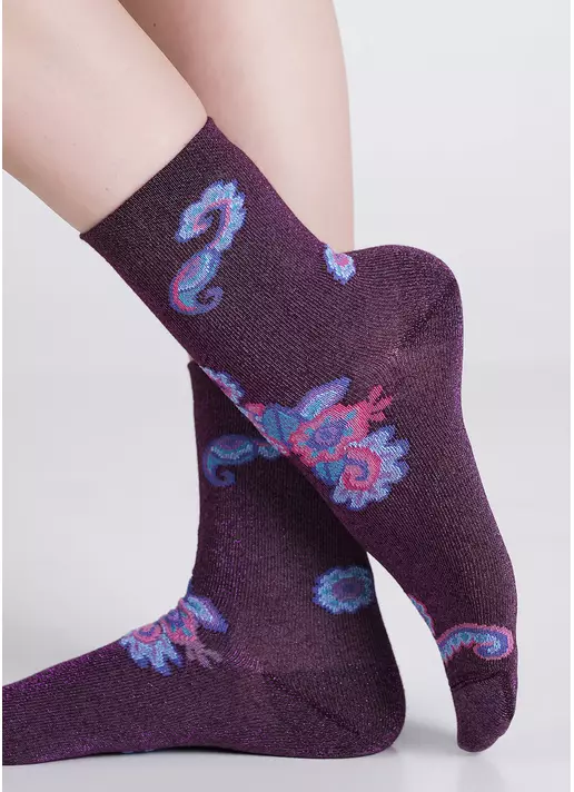 Блискучі шкарпетки з візерунком пейсі WS3 ART DECO LUREX 002 shiny pink metallic (рожевий)