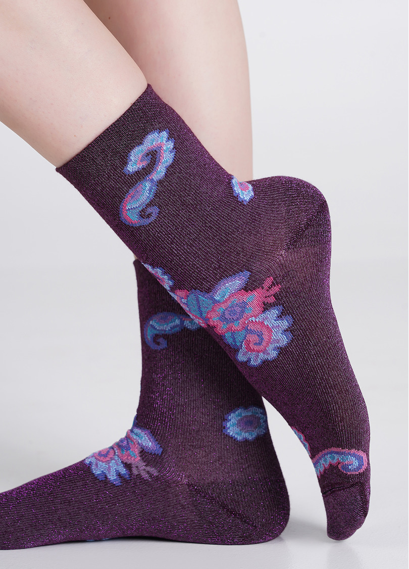 Блискучі шкарпетки з візерунком пейсі WS3 ART DECO LUREX 002 shiny pink metallic (рожевий)