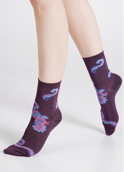 Блискучі шкарпетки з візерунком пейсі WS3 ART DECO LUREX 002 shiny pink metallic (рожевий)
