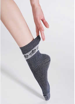 Блискучі шкарпетки в рубчик з геральдичною лілією WS3 ART DECO LUREX RIB 002 dress blue/silver metallic (синій)