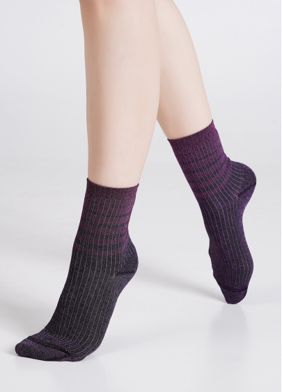 Шкарпетки люрексові в рубчик зі смужками WS3 ART DECO LUREX RIB 003 shiny pink metallic (рожевий)