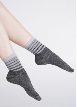 Шкарпетки люрексові в рубчик зі смужками WS3 ART DECO LUREX RIB 003 steel/silver metallic (сірий)