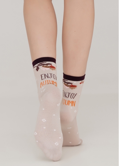 Жіночі шкарпетки с написом сзаду та малюнками WS3 AUTUMN 002 moonlight (бежевий)