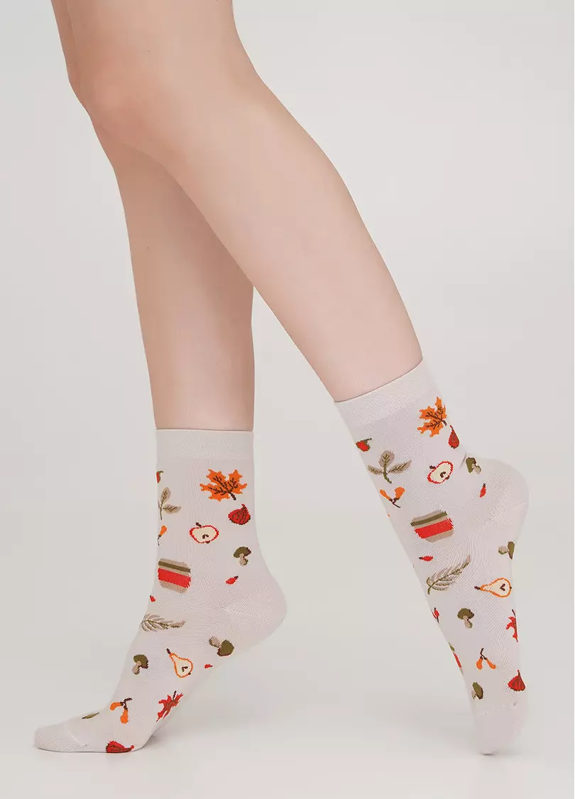 Женские носки с рисунками WS3 AUTUMN 004 moonlight (бежевый)