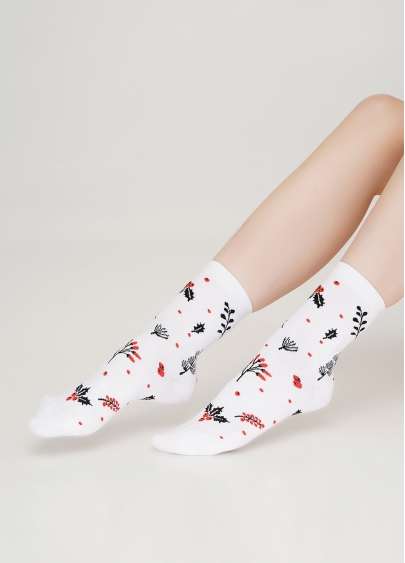 Бавовняні шкарпетки з малюнками WS3 AUTUMN 005 white (білий)