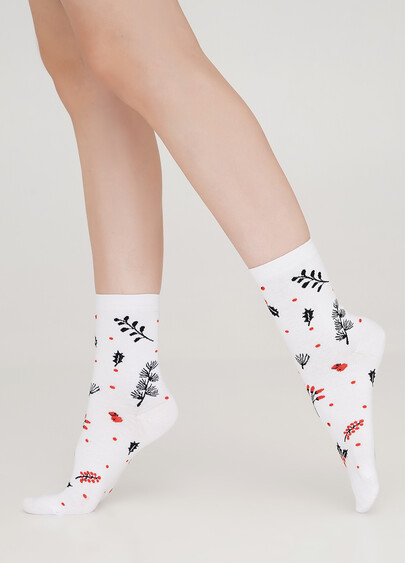 Бавовняні шкарпетки з малюнками WS3 AUTUMN 005 white (білий)