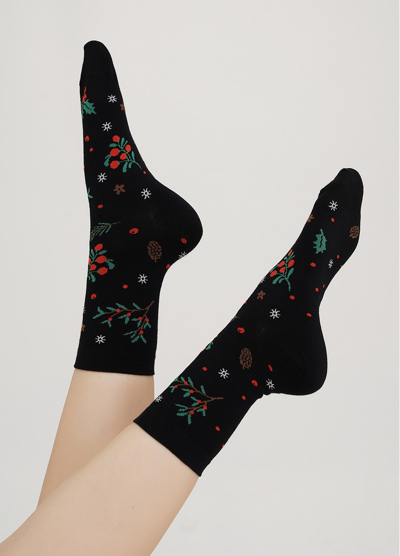 Носки из хлопка с рисунком WS3 AUTUMN 006 black (черный)