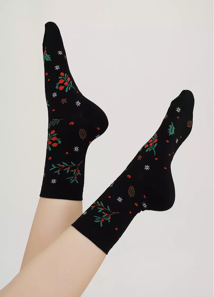 Носки из хлопка с рисунком WS3 AUTUMN 006 black (черный)