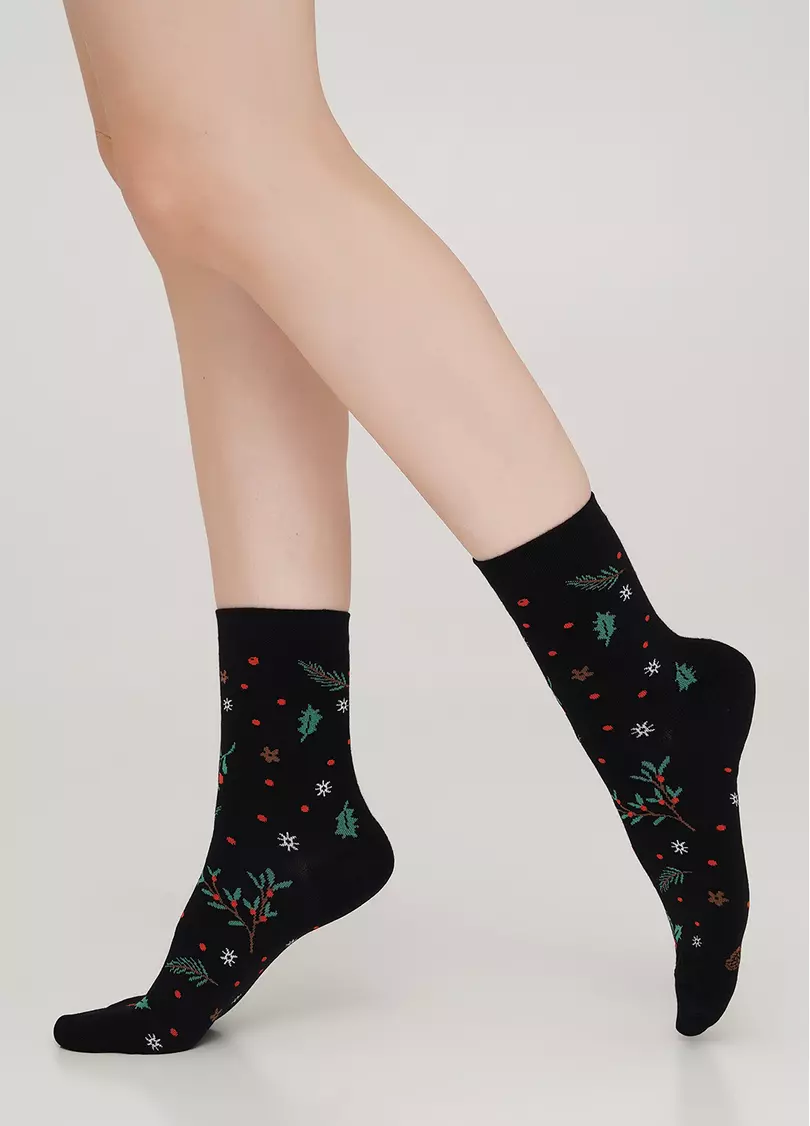 Носки из хлопка с рисунком WS3 AUTUMN 006 black (черный)