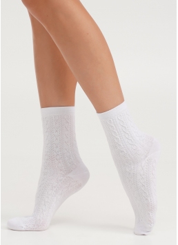 Шкарпетки високі з візерунком WS3 BACKGROUND 001 white (білий)