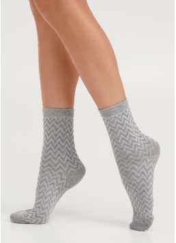 Шкарпетки високі в зігзаги WS3 BACKGROUND 002 light grey melange (сірий)