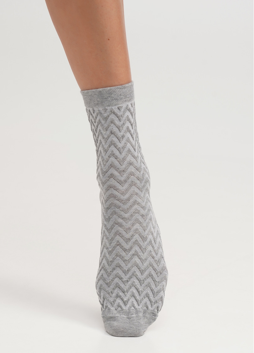 Шкарпетки високі в зігзаги WS3 BACKGROUND 002 light grey melange (сірий)