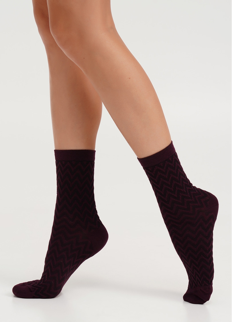 Шкарпетки високі в зігзаги WS3 BACKGROUND 002 vintage grape (фіолетовий)