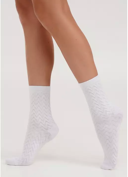 Носки высокие в зигзаги WS3 BACKGROUND 002 white (белый)