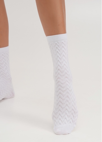 Шкарпетки високі в зігзаги WS3 BACKGROUND 002 white (білий)