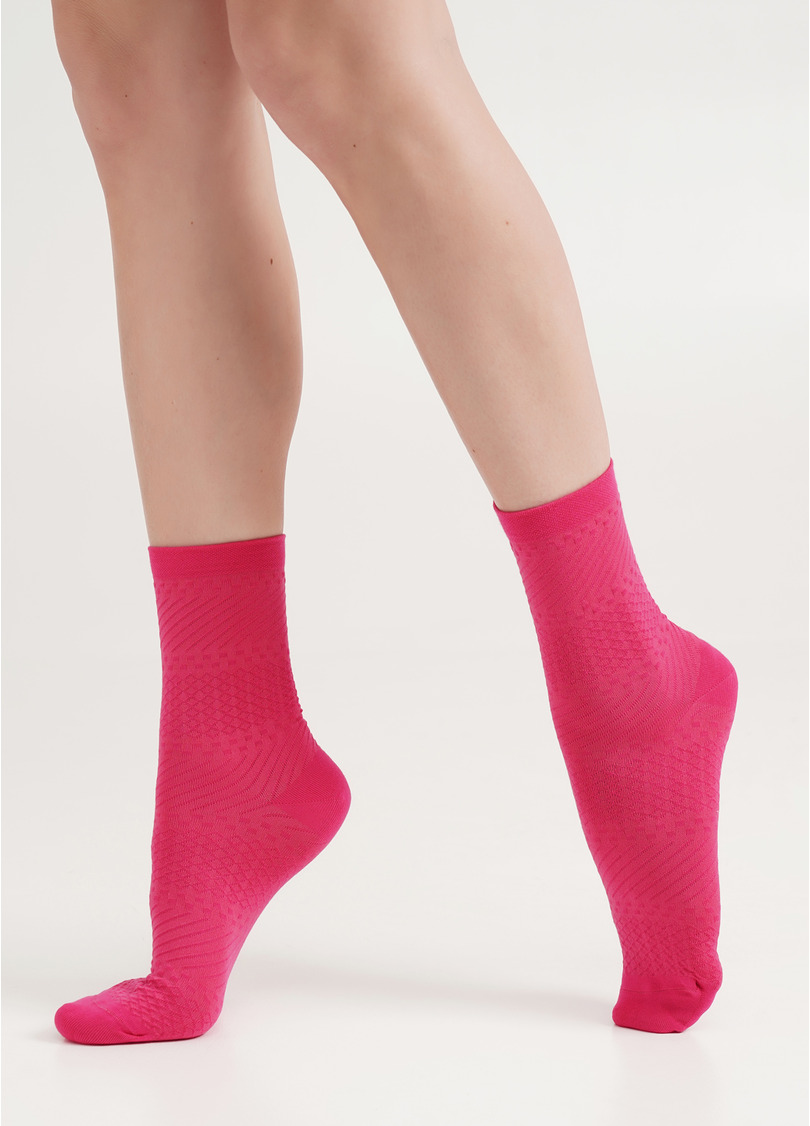 Высокие носки с геометрическим узором WS3 BACKGROUND 003 fucsia (розовый)