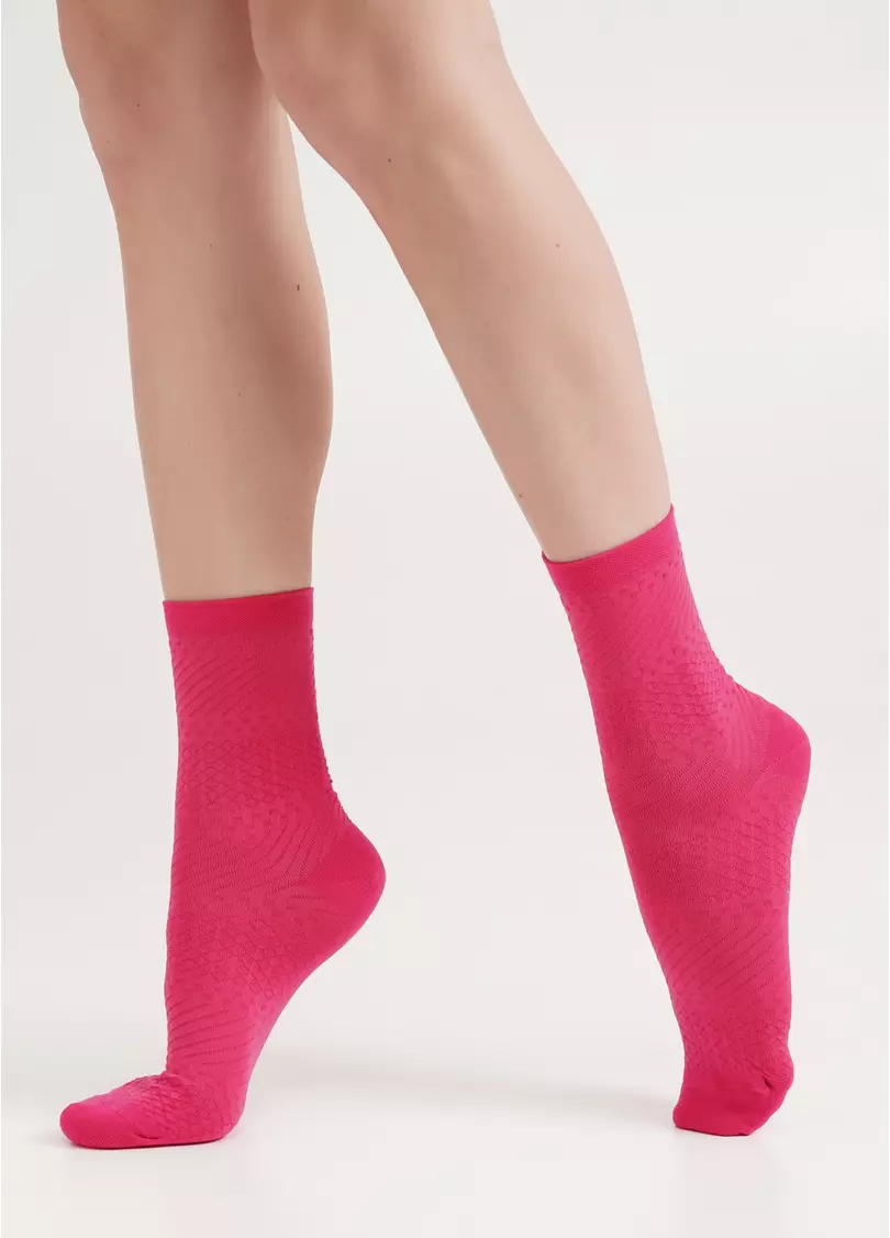 Высокие носки с геометрическим узором WS3 BACKGROUND 003 fucsia (розовый)