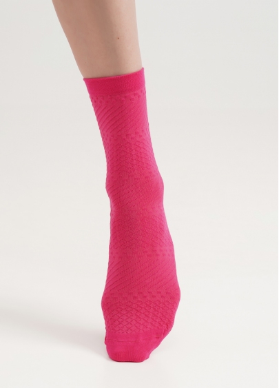 Високі шкарпетки з геометричним візерунком WS3 BACKGROUND 003 fucsia (рожевий)