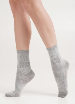 Высокие носки с геометрическим узором WS3 BACKGROUND 003 light grey melange (серый)